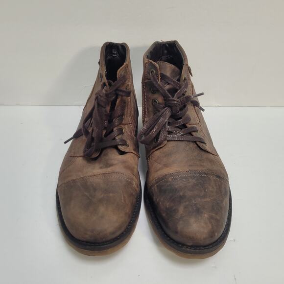 Bullboxer Brosus Mens Ankle Boots Brown Leather Lace-Up Cap Toe Distressed Sz 10 - Picture 7 of 13